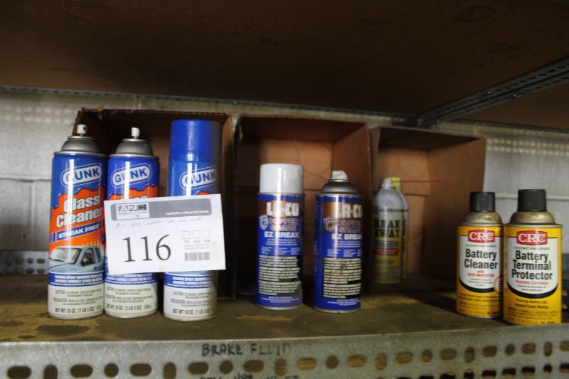lot 116 image: Automotive Spray Cleaners and Lubricants, Glass Cleaner, Copper Grade EZ Break, Battery Cleaner