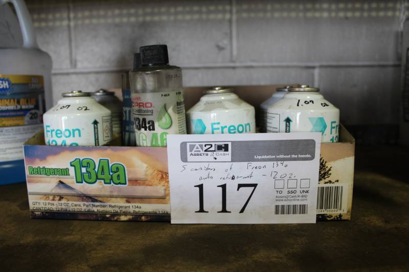 lot 117 image: Lot of (5) Freon Auto Refrigerant R134a, 12oz. Cans