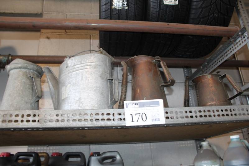 lot 170 image: Lot of (4) Vintage Metal Antifreeze Dispenser Cans