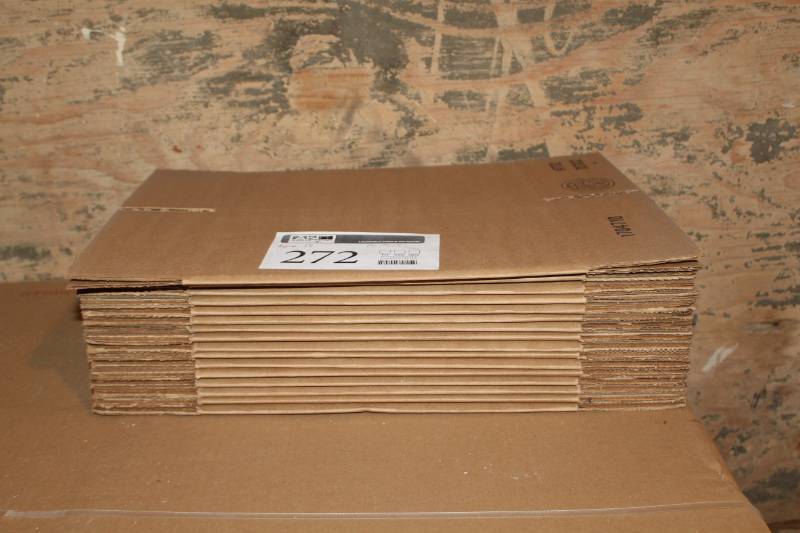 lot 272 image: Lot of (Approximately 15) Corrugated Cardboard Box Flats 7x7x12in.