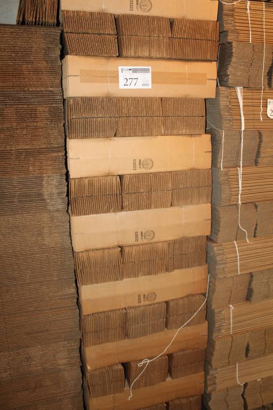 lot 277 image: Lot of (Approximately 1200) Corrugated Cardboard Box Flats 3x3x22in.