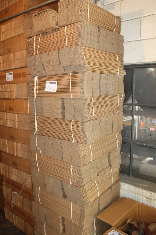 lot 278 image: Lot of (Approximately 900) Corrugated Cardboard Box Flats 4x4x22in.