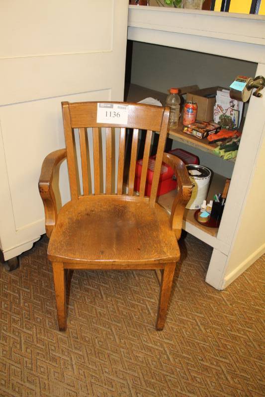 lot 1136 image: Lot of (2) Wood Office Arm Chairs