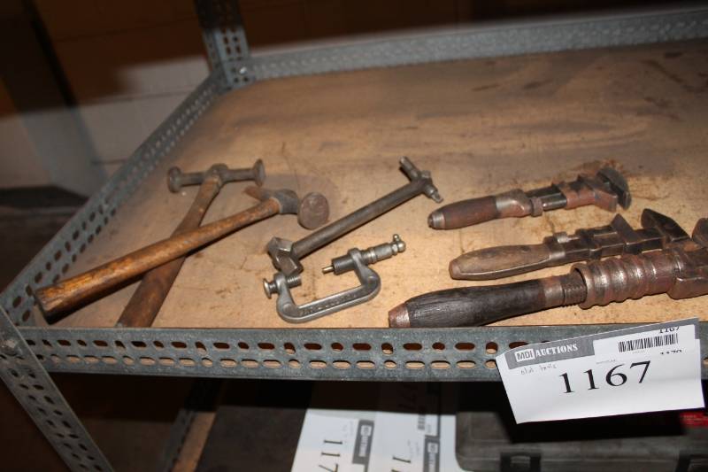 lot 1167 image: Vintage Hand Tools - Hammer, Clamps, Hand Drills, Pipe Wrenches
