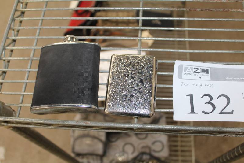 lot 132 image: Liquor Flask, Cigarette Case