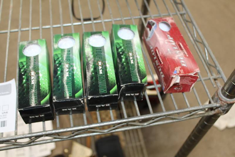 lot 130 image: Lot of (5) Boxes of Ram Tour SD Titanium Golf Balls, Dunlop Steel Core Golf Balls