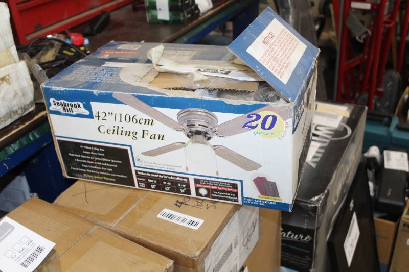 lot 94 image: Seabrook Hill 42in. Single Schoolhouse Light Ceiling Fan