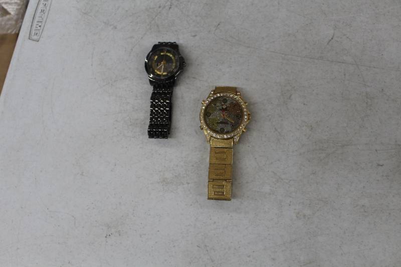 lot 150 image: Lot of (2) Ice Star Gold Mens Wrist Watch, Black Mens Wrist Watch