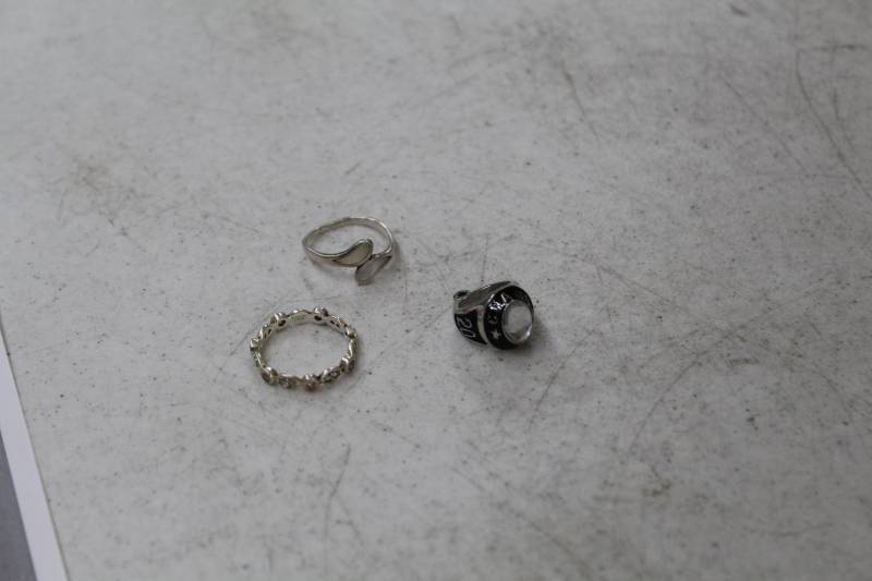 lot 155 image: Lot of (3) Silver Rings, Silver Pendant