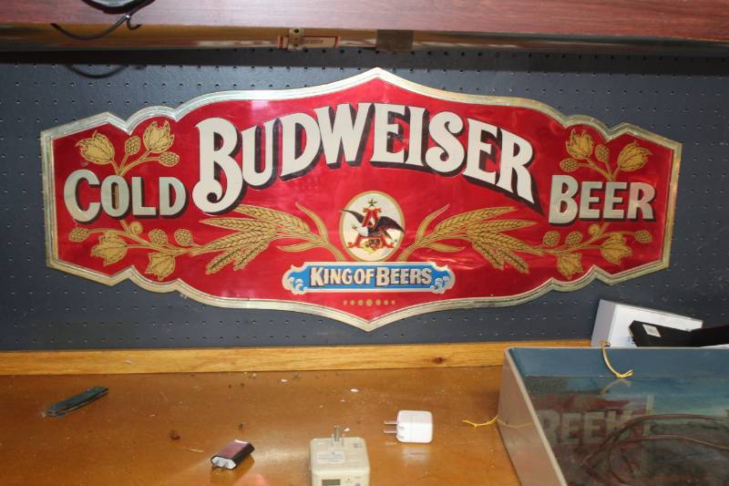 lot 22 image: Budweiser Cold Beer Wall Sign
