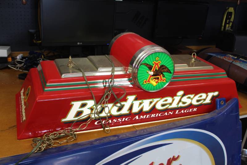 lot 29 image: Budweiser Classic American Lager Pool Table Light with Chains