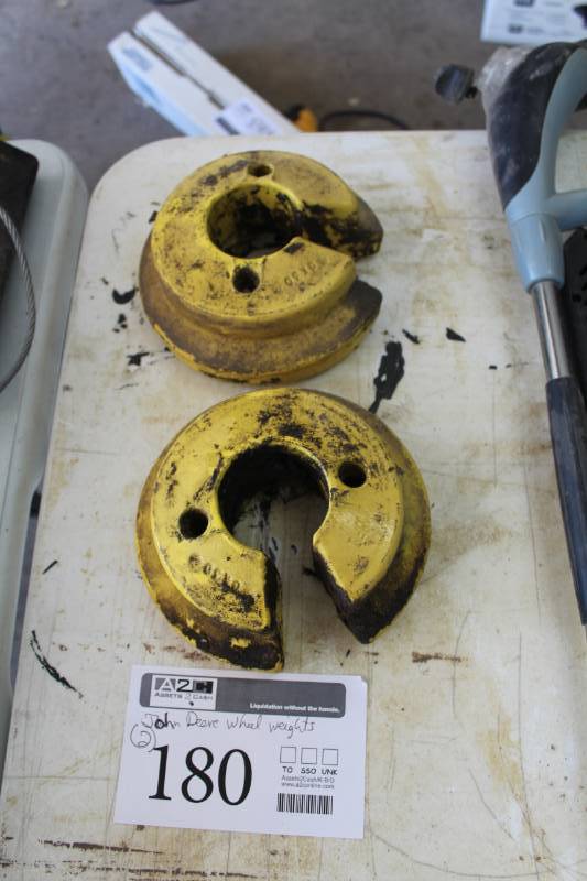 lot 180 image: Lot of (2) John Deere Tractor Wheel Weights