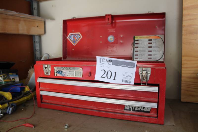 lot 201 image: Waterloo 20in. Portable Metal Tool Box Chest Pro II Topper Series