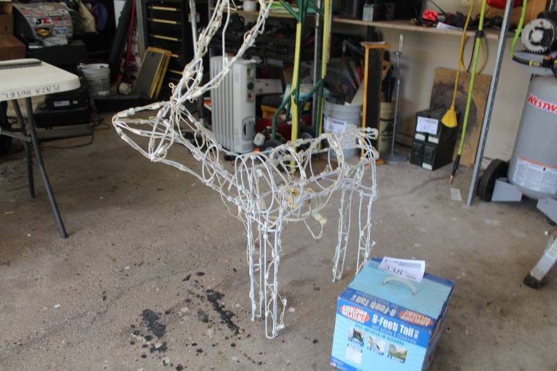 lot 238 image: Christmas Lawn Dcor - Wire Lighted Reindeer, Airblown Inflatable Weatherproof  8ft. Snowman