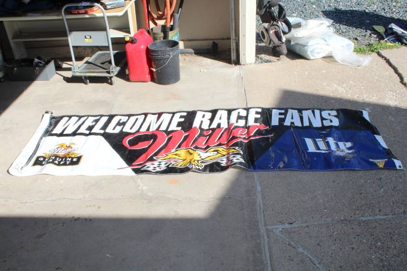 lot 314 image: Miller Lite Welcome Race Fans Vinyl Wall Banner