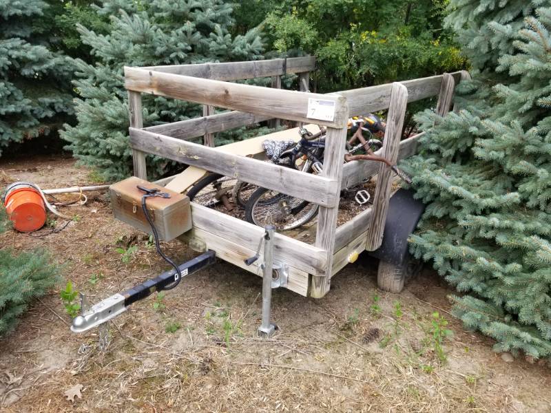 lot 56 image: Custom 3-Wood Post Sided Single Axle Trailer