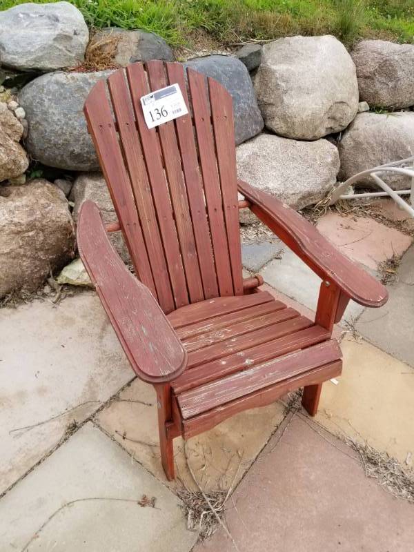 lot 136 image: Lot of (2) Wood Adirondack Patio Chair