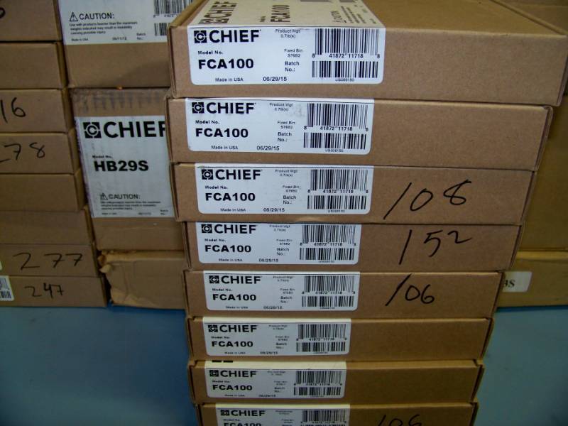 lot 50 image: Miscellaneous lot of Chief Manufacturing and Middle Atlantic Accessories - many are NEW in Original Boxes