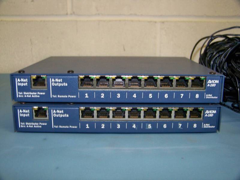 lot 52 image: (2) Aviom, A-16D, A-Net Distribution Hubs