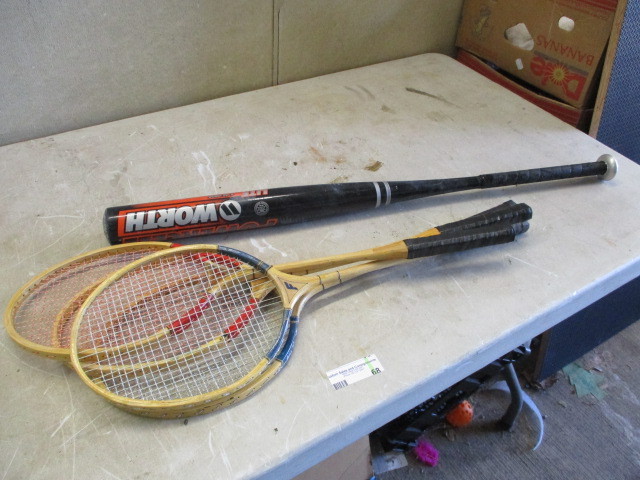 lot 68 image: Badminton Rackets and Worth Bat