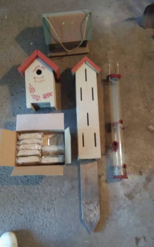 lot 13 image: Bird Houses, Bird Feeders, Woodpecker Suet Cakes