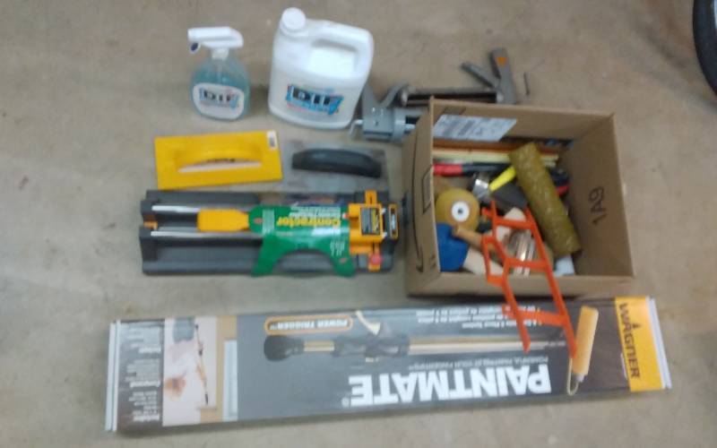 lot 31 image: Wagner Paintmate, Ceramic Tile Cutter, Wallpaper Stripper, Trowels, Caulk Guns, Misc