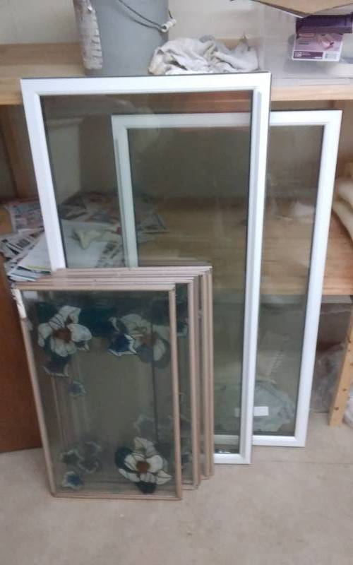 lot 36 image: 6-Decorative Windows (Painted As Stained Glass 15-12 x 27-12), 2-Others