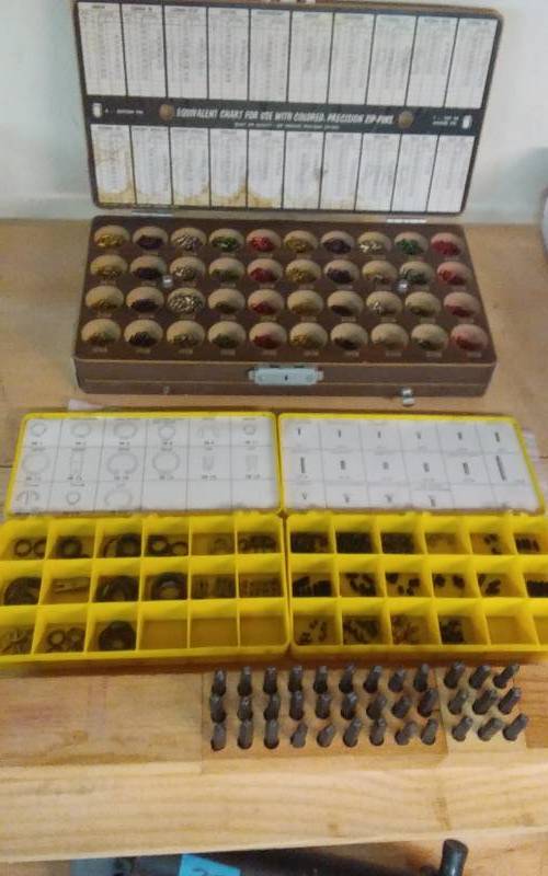 lot 44 image: Zipco Lock Parts-Pins, Snap Rings, Set Screws & LetterNumber Punch Kits