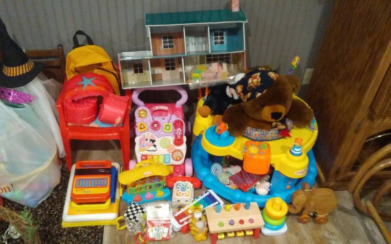 lot 57 image: Large Lot Of Kids Toys, Doll House, Busy Chair, More