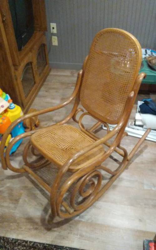 lot 60 image: Cane Seat Bent Wood Rocker (Needs Repair)