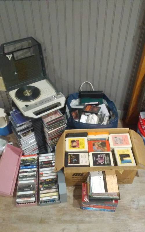 lot 70 image: Lot Of Music Cds, Cassettes, 8-Track Tapes, Portable Record Player