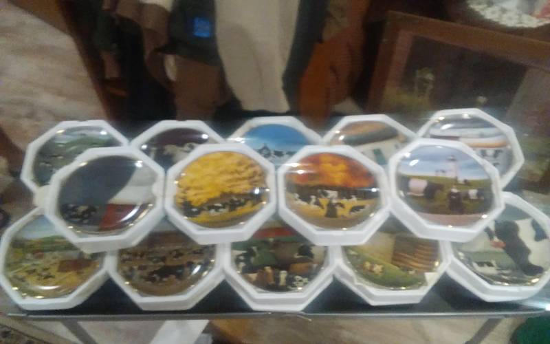 lot 90 image: 14-Franklin Mint Collectible Cow Plates By Lowell Herrero
