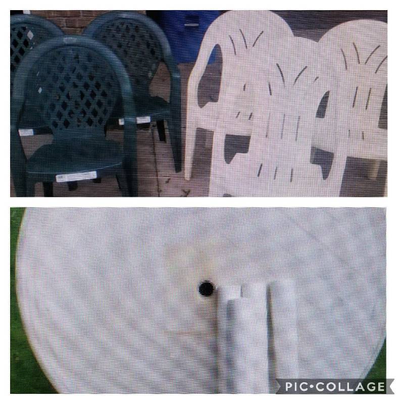 lot 102 image: Plastic Patio Table (40-Inch Round) With 6-Plastic Chairs