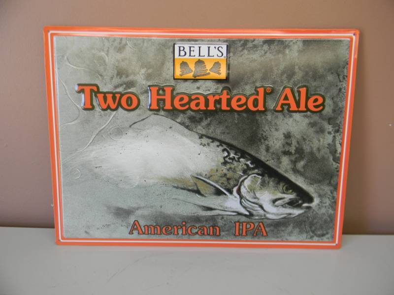 lot 12 image: BELLS BREWERY TWO HEARTED ALE TIN SIGN - NEW - APPROX 20 BY 15 - SEE PICTURES