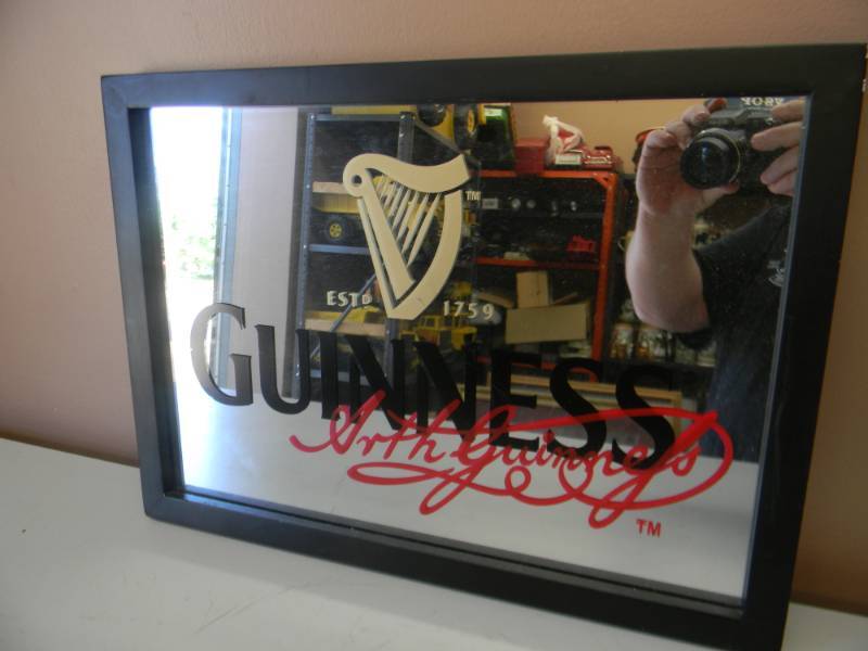 lot 26 image: VINTAGE GUINNESS EST. 1759 BEER BAR SIGN  MIRROR - NICE - APPROX 18 BY 13 - SEE PICTURES