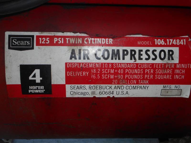 4HP, 220V Sears Air Compressor on Wheels