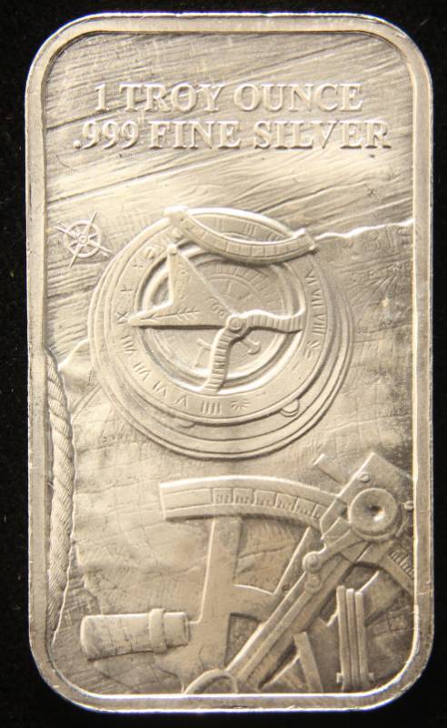 lot 11 image: 1 TROY OZ. .999 FINE SILVER BAR PROSPECTOR DESIGN
