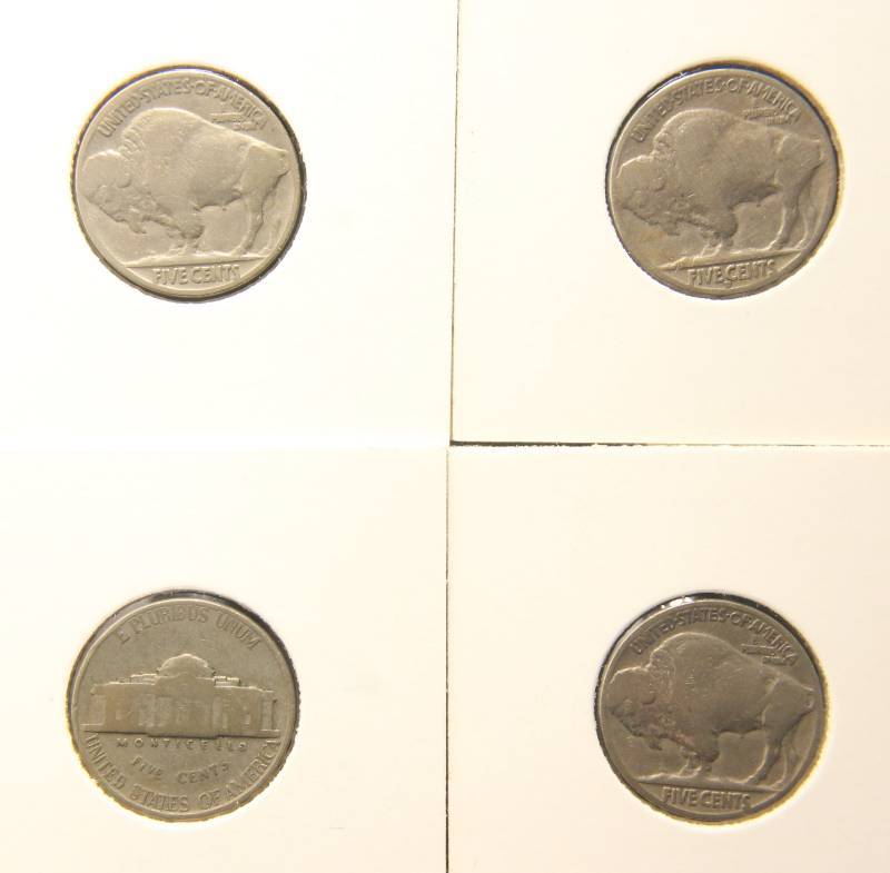 lot 20 image: 4 NICKELS 1936 1936 -D 1937 BUFFALO 1939 JEFFERSON