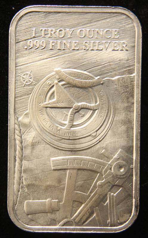 lot 32 image: 1 TROY OZ. .999 FINE SILVER BAR PROSPECTOR DESIGN