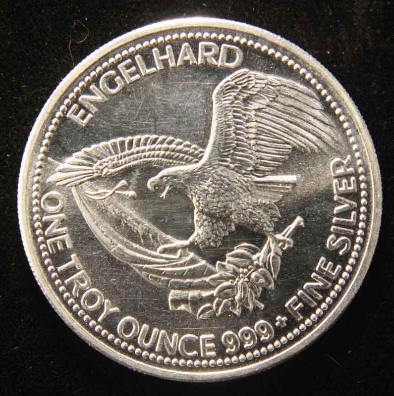lot 36 image: 1 TROY OZ. .999 FINE SILVER 1984 ENGELHARD AMERICAN PROSPECTOR