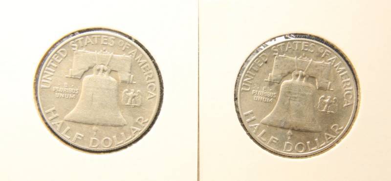 lot 39 image: 2 FRANKLIN HALF DOLLARS 1962-D 1963-D