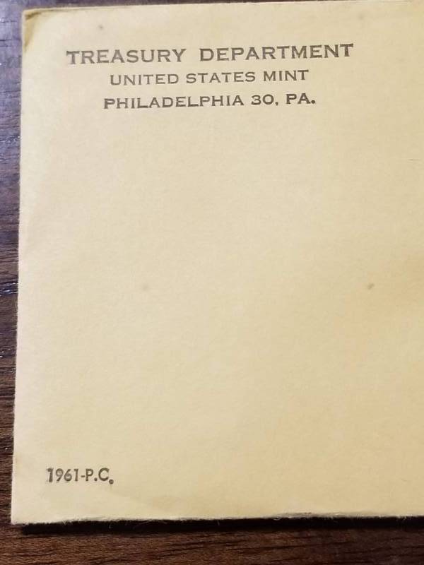 lot 19-A image: 1961 UNOPENED US PROOF SET IN ORIGINAL GOVT PACKAGING
