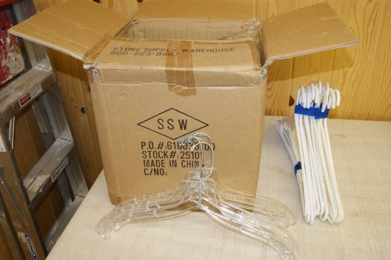 lot 54 image: Brand New Box Of Plastic Coat Hangers
