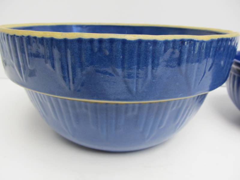 lot 41 image: 2 Vintage Cobalt Blue Mixing Bowls
