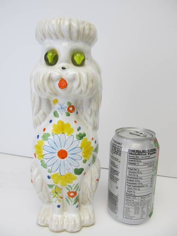 lot 12 image: Vintage Mid Century Ceramic Dog Fireplace Match Holder wMarble Eyes