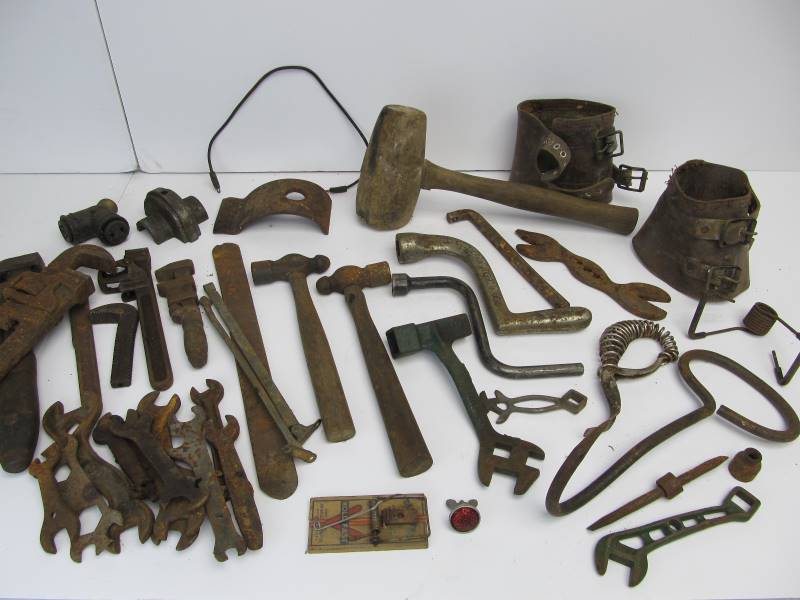 lot 35 image: Lot of Antique Tools Wrenches etc 
