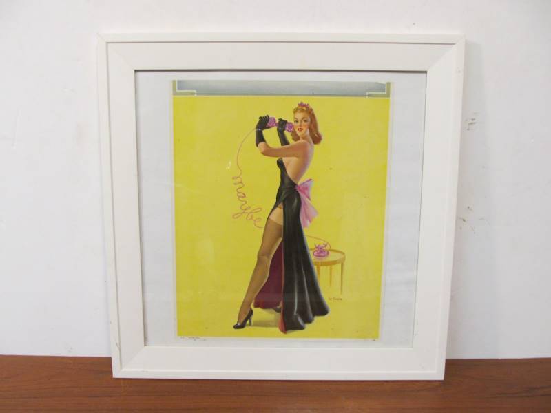 lot 122 image: Vintage Framed 1940s ART FRAHM Pinup Print