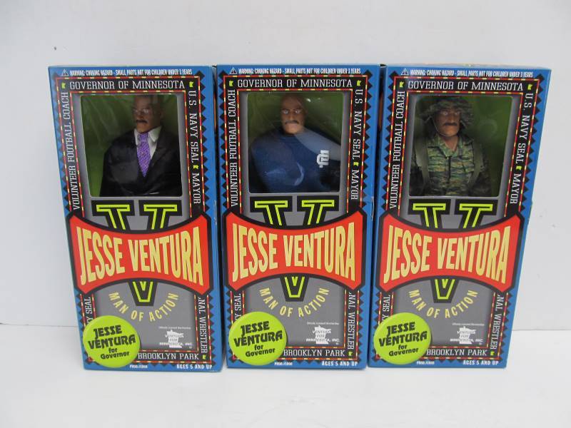 lot 90 image: Complete Set of 3 JESSE VENTURA Action Figures - 12