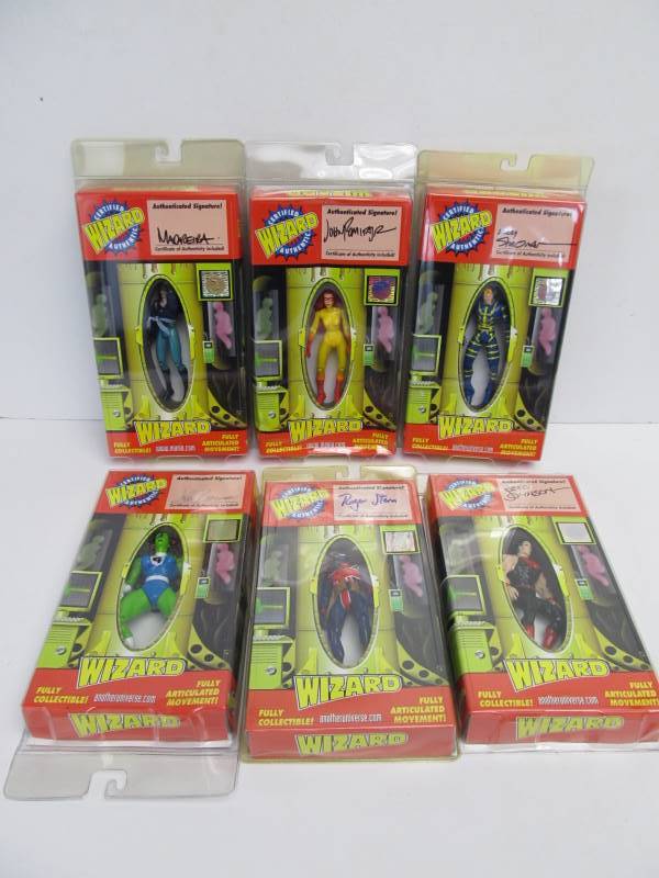 lot 92 image: Lot of Wizard X-Men & Superhero Action Figures - Autographed By Comic Book Artists