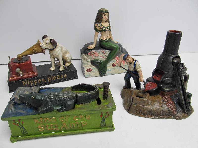 lot 193 image: Group of 4 Antique Style Mechanical Banks